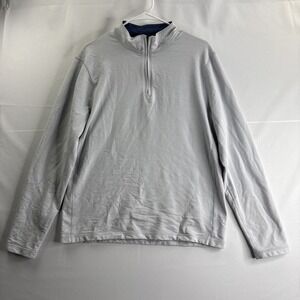 J.Crew Performance White  Medium Mens 1/4 Zip Crew Neck L/S Shirt Casual Travel